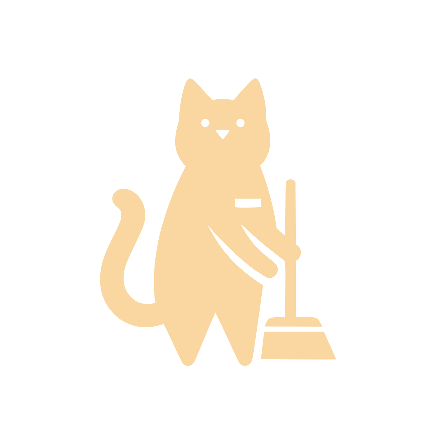 Cat with Broom Logo #FAD7A0