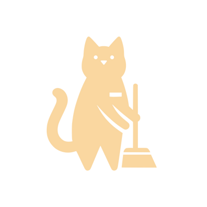 Cat with Broom Logo #FAD7A0