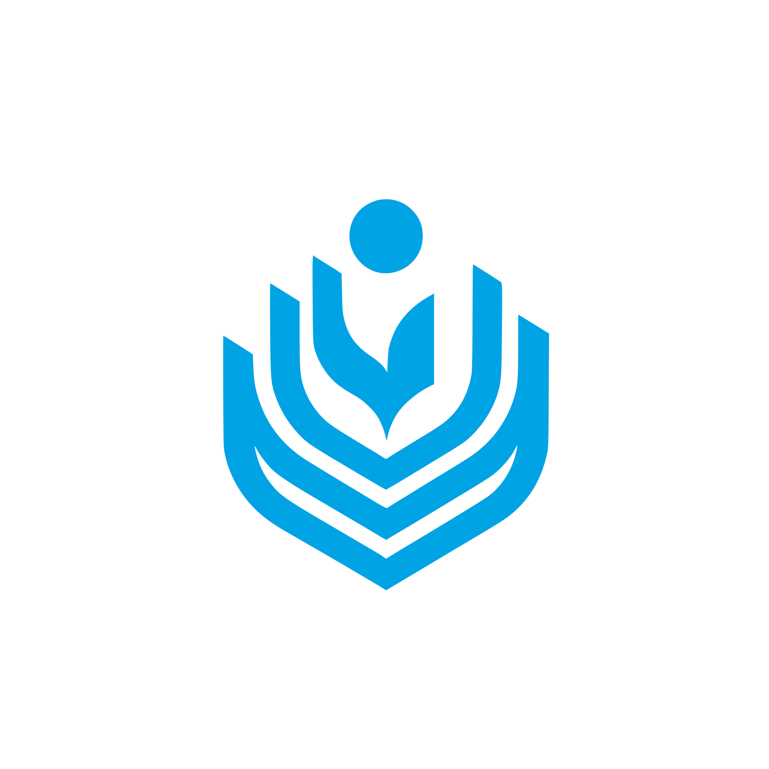 Abstract Fountain Shield Logo #00a3e4