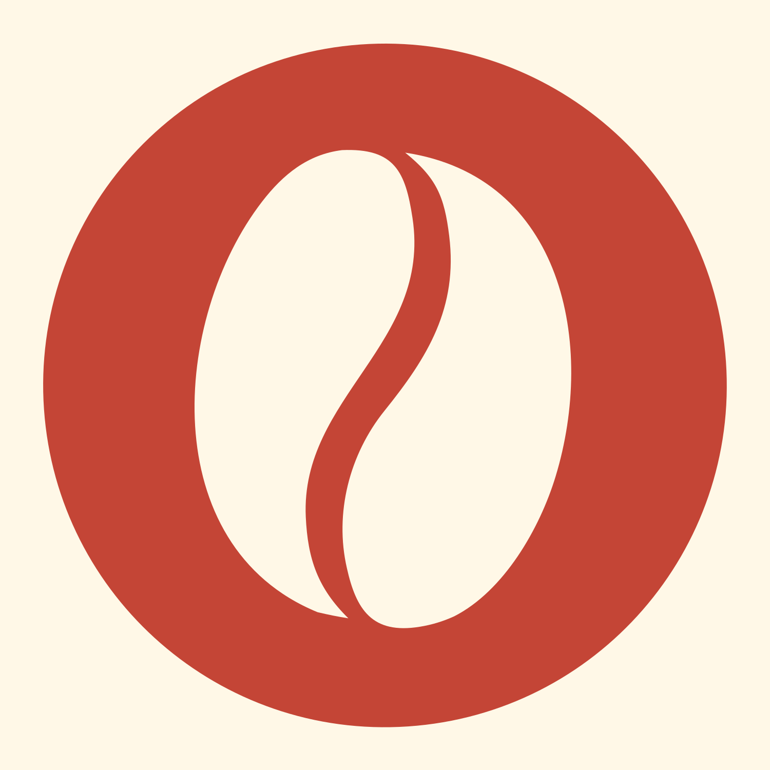 Coffee Bean Circle Badge #fff8e7/#c44536
