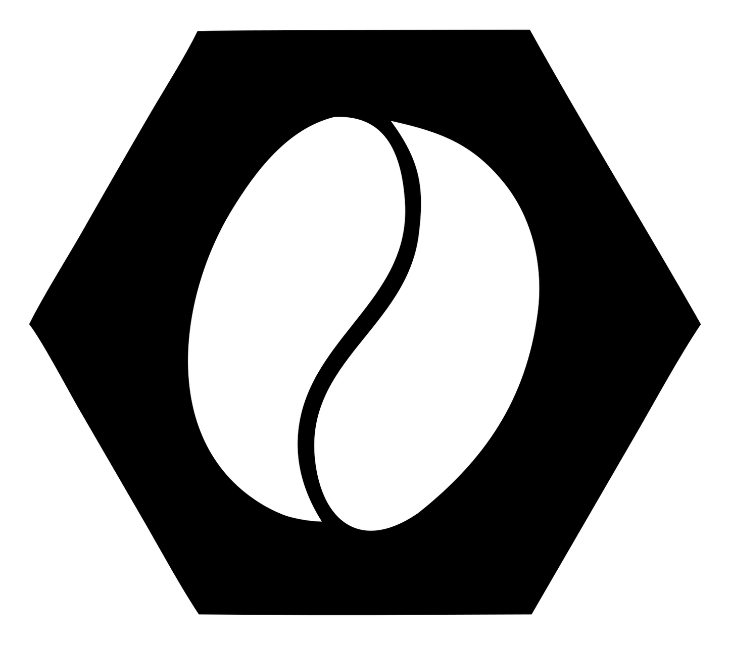 Hexagon Coffee Bean Badge #ffffff/#000000