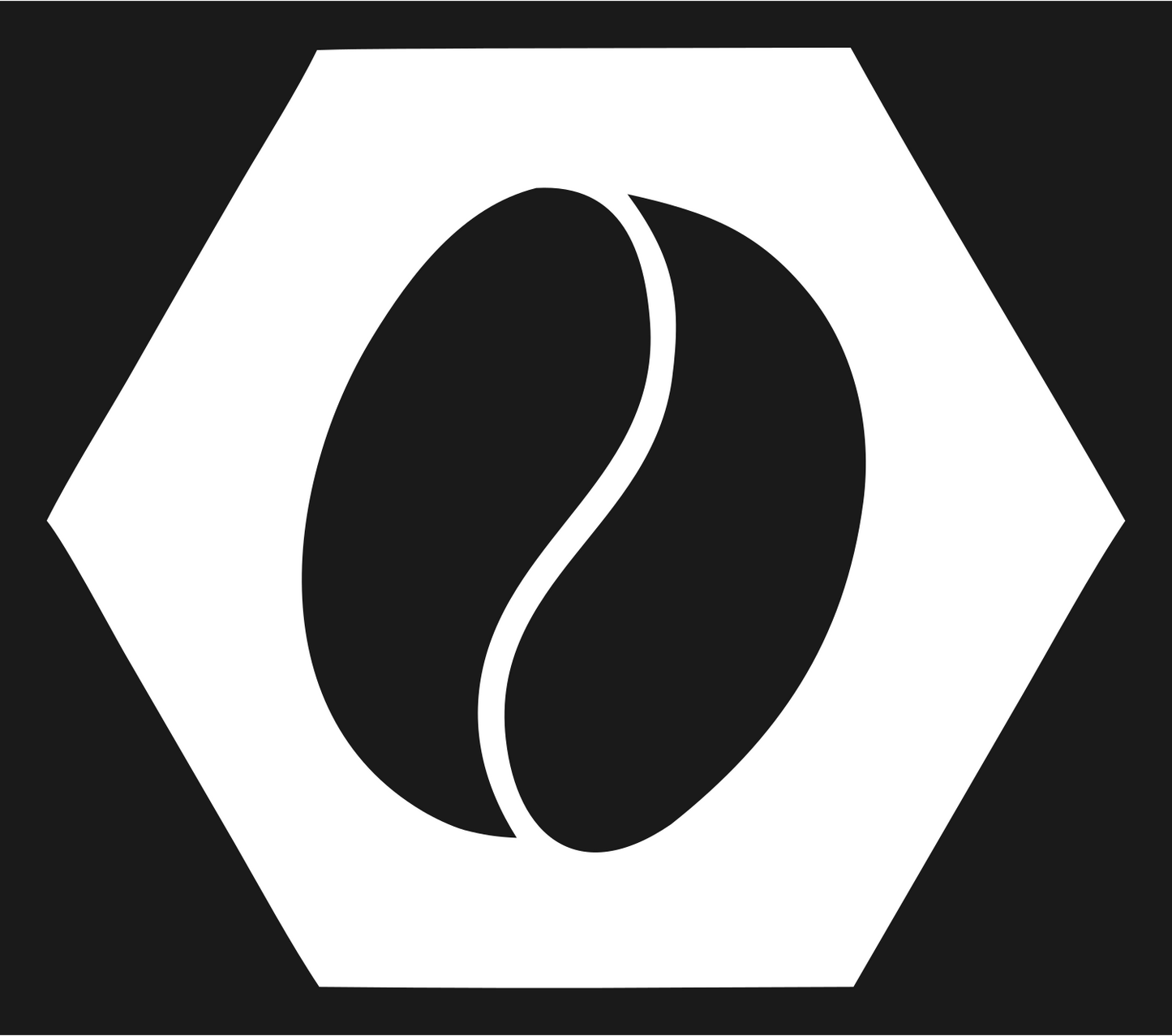 Hexagon Coffee Bean Badge #1a1a1a/#ffffff