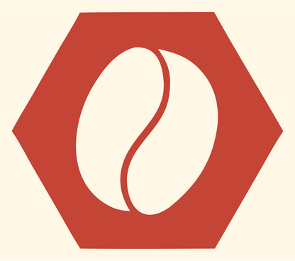 Hexagon Coffee Bean Badge #fff8e7/#c44536