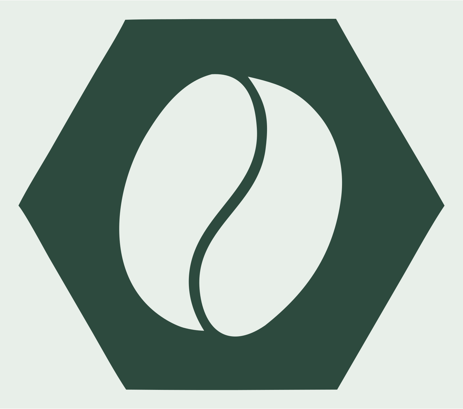 Hexagon Coffee Bean Badge #e8efe9/#2d4a3e