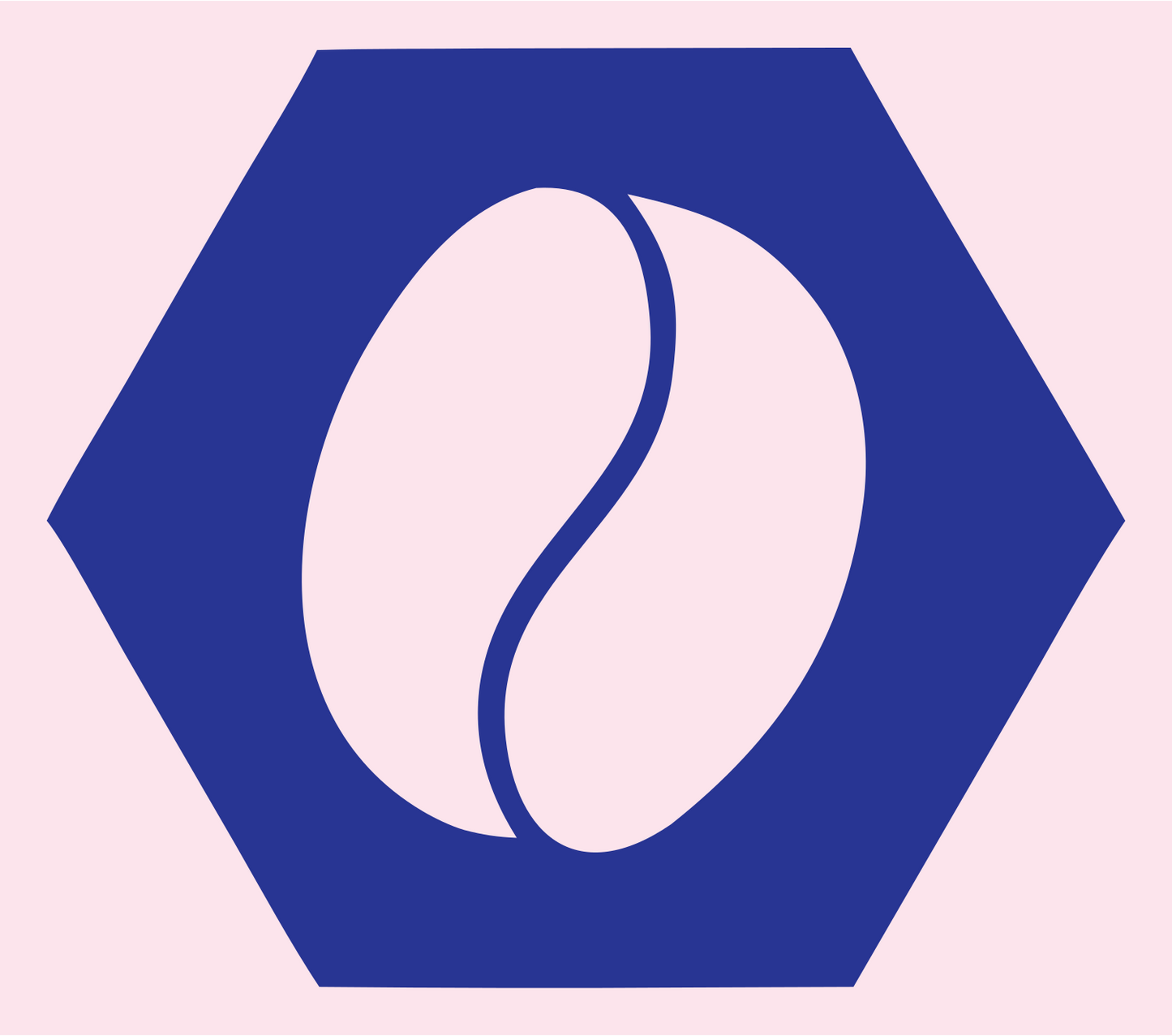 Hexagon Coffee Bean Badge #fce4ec/#283593