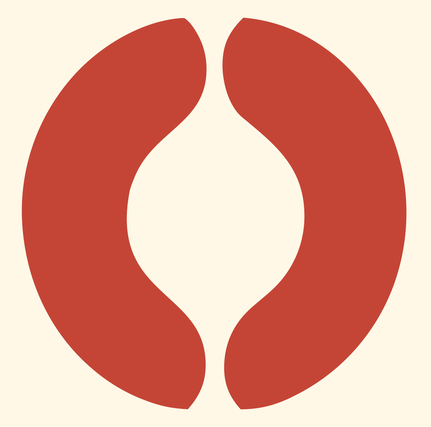 Split Coffee Bean Crest #fff8e7/#c44536