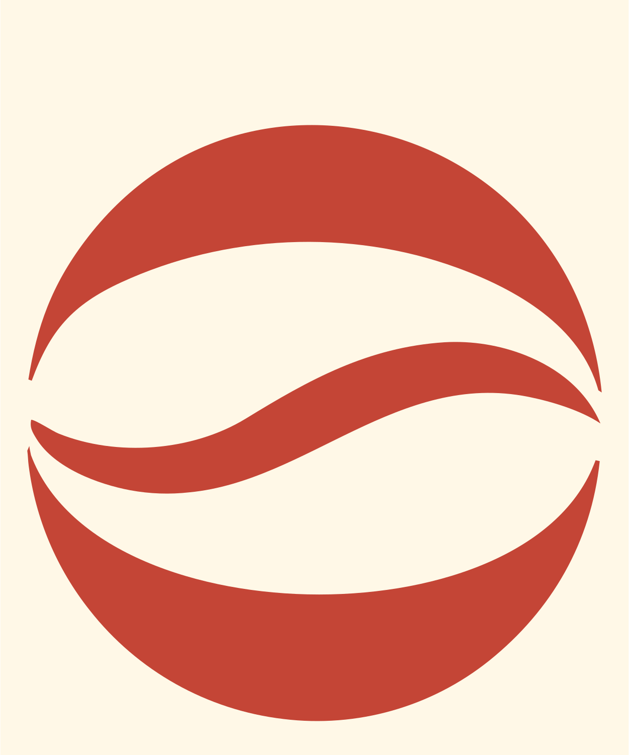 Wave Circle Bean Mark #fff8e7/#c44536
