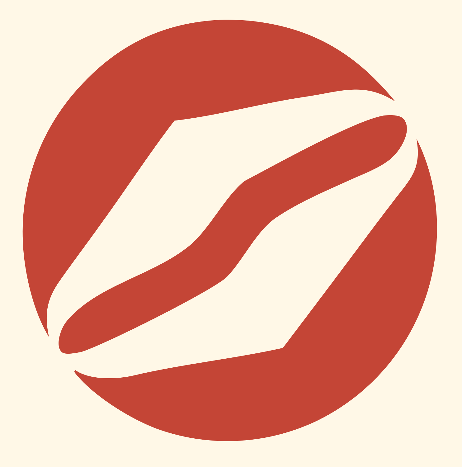 Coffee Bean Circle Mark #fff8e7/#c44536