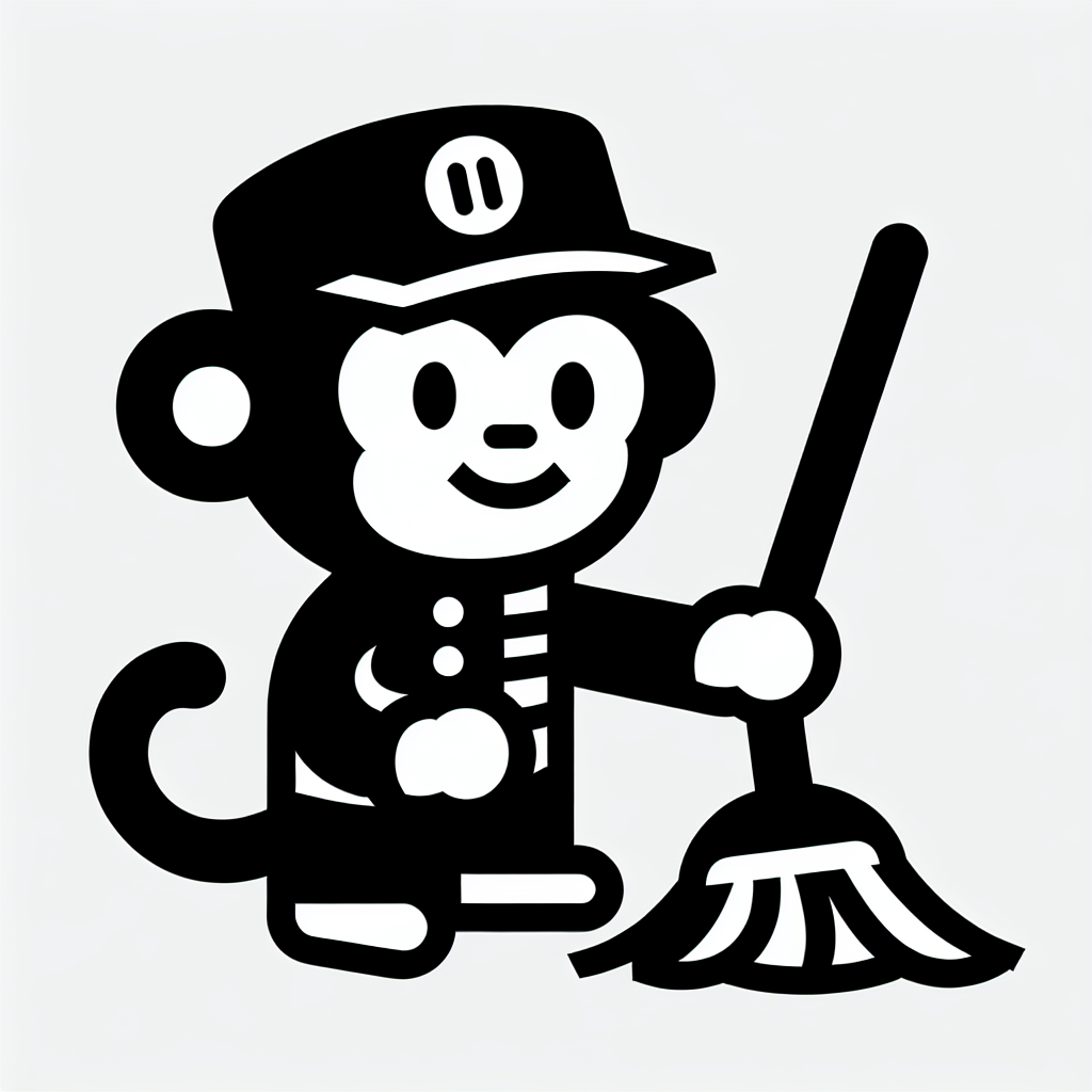 Cartoon Monkey Janitor Logo