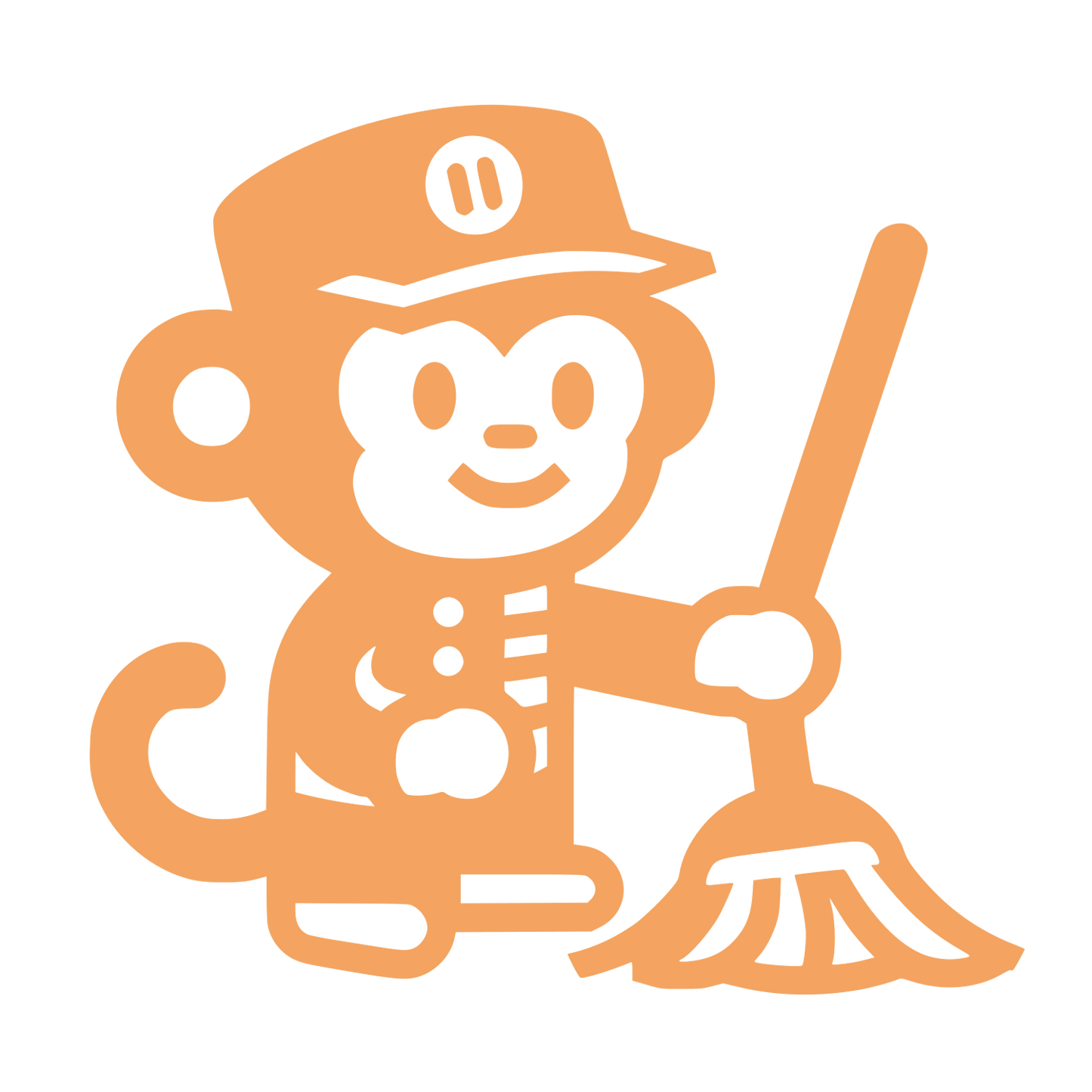 Cartoon Monkey Janitor Logo #F4A460