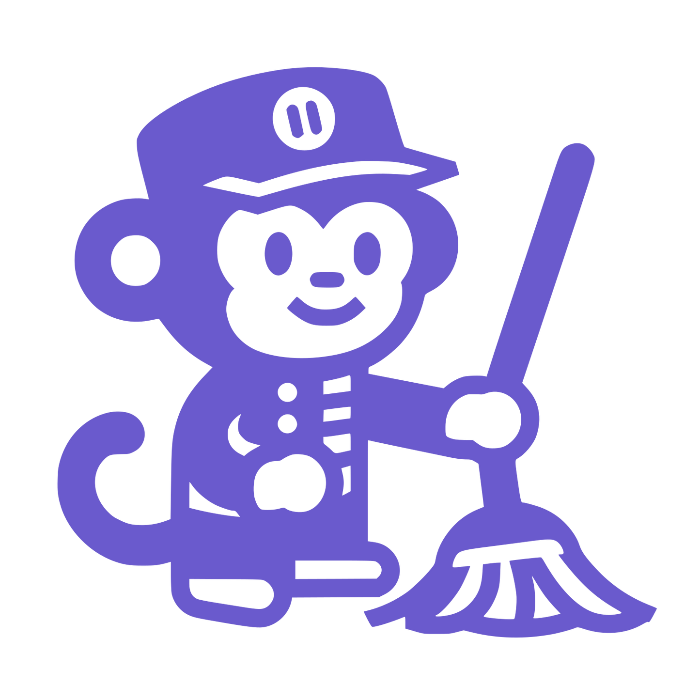 Cartoon Monkey Janitor Logo #6A5ACD