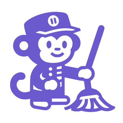 Cartoon Monkey Janitor Logo #6A5ACD