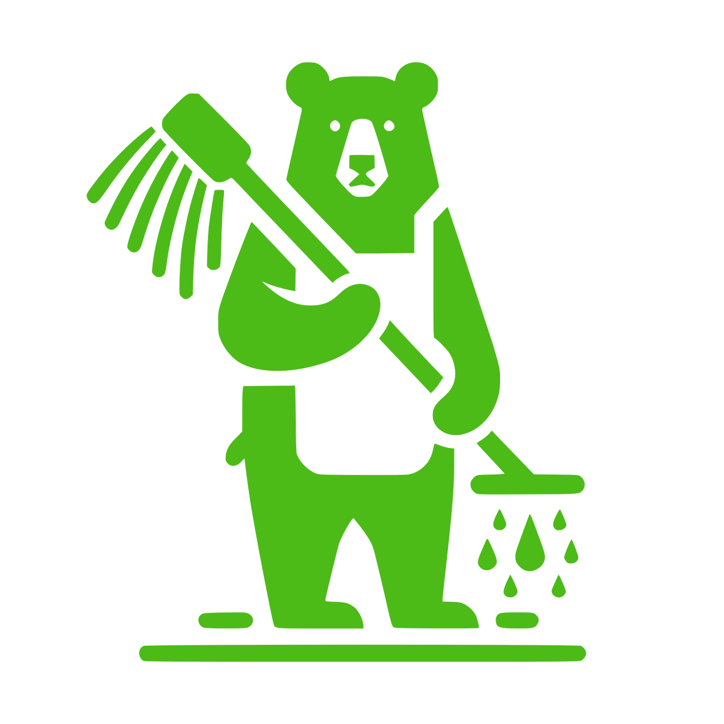 Bear with Mop Logo #4CBB17