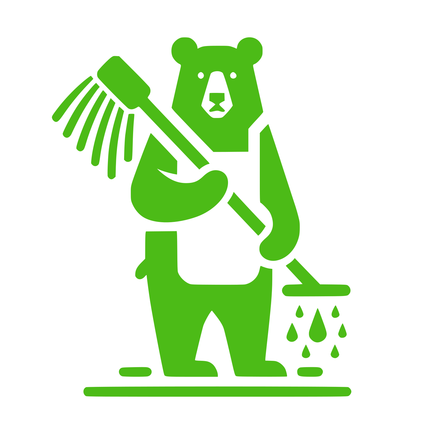 Bear with Mop Logo #4CBB17