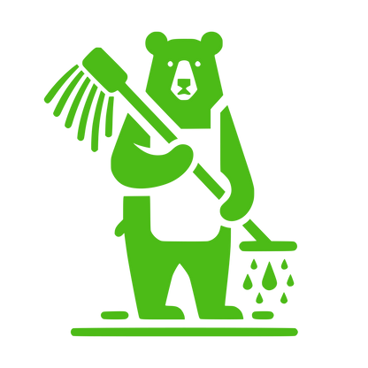 Bear with Mop Logo #4CBB17