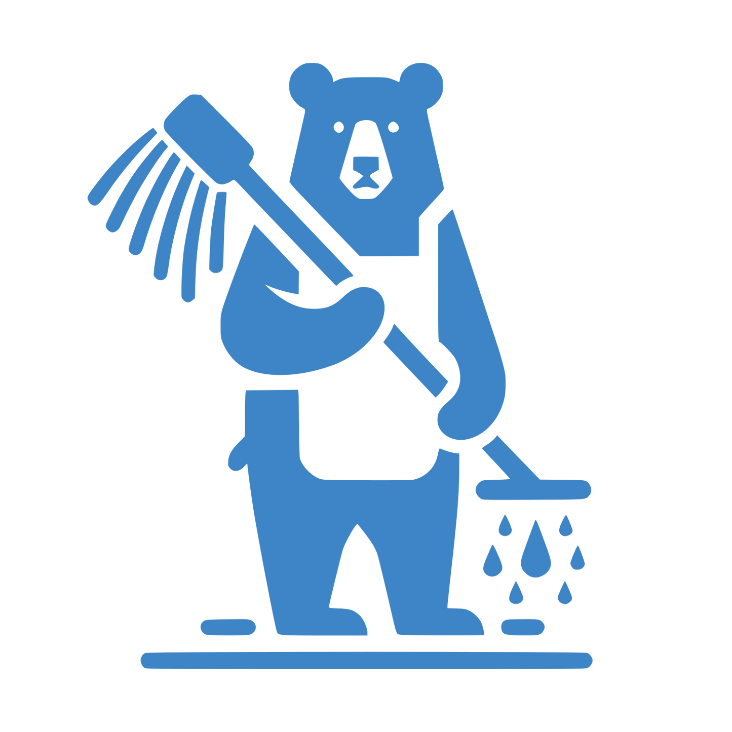 Bear with Mop Logo #3D85C6