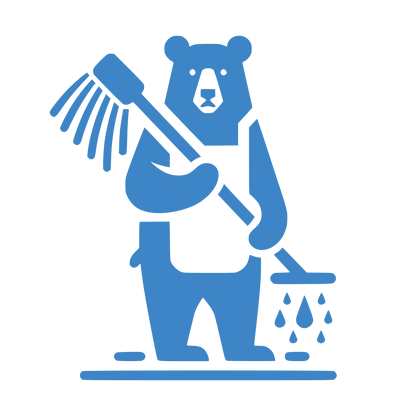 Bear with Mop Logo #3D85C6
