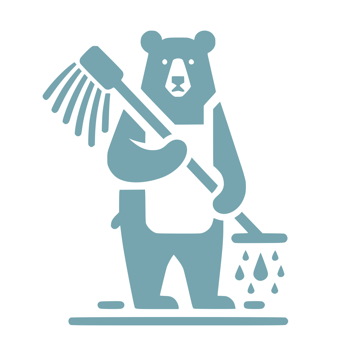 Bear with Mop Logo #76A5AF