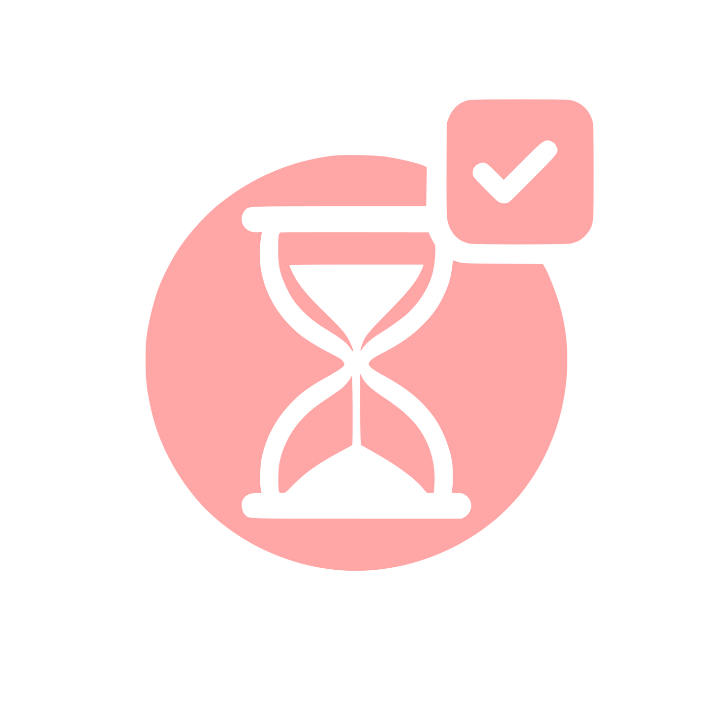Hourglass Checkmark Logo #ffa6a6