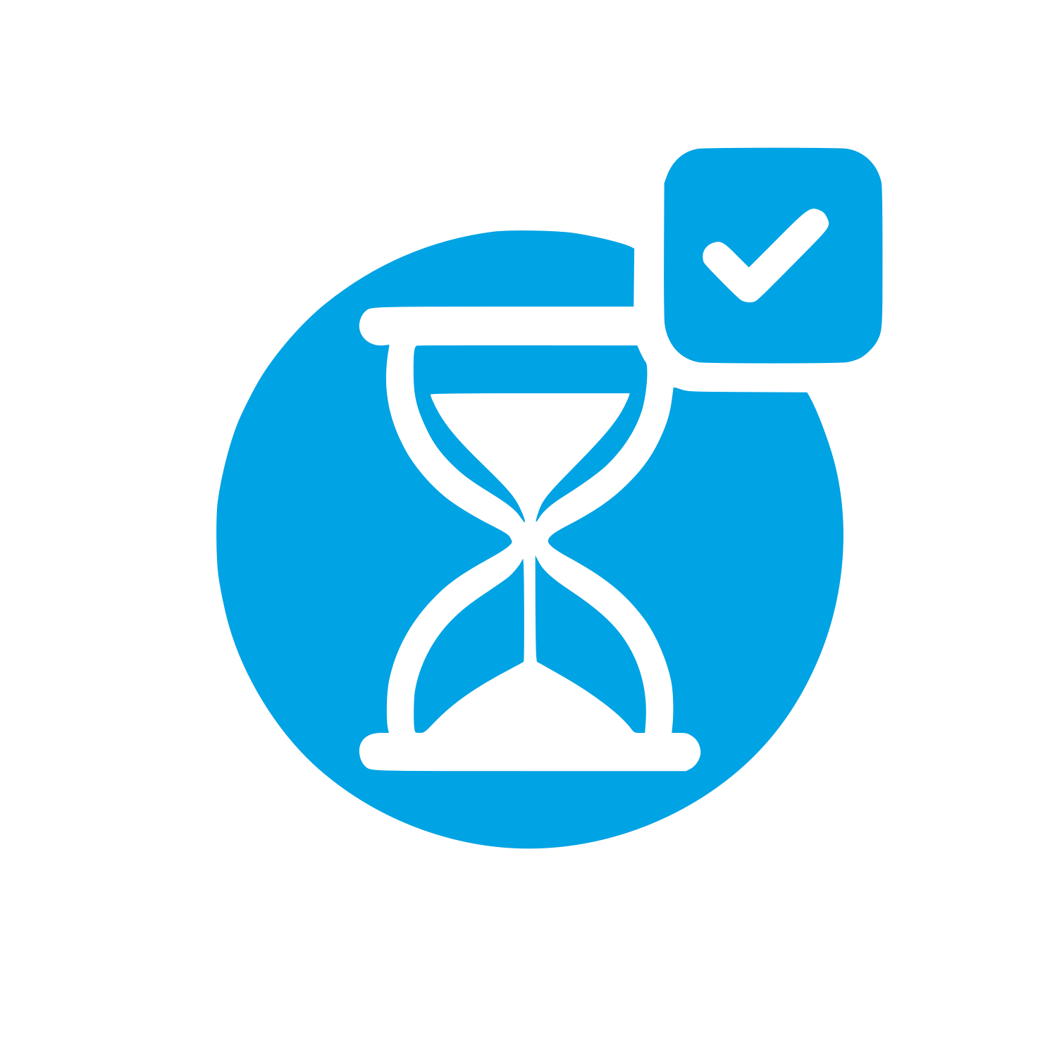 Hourglass Checkmark Logo #00a3e4