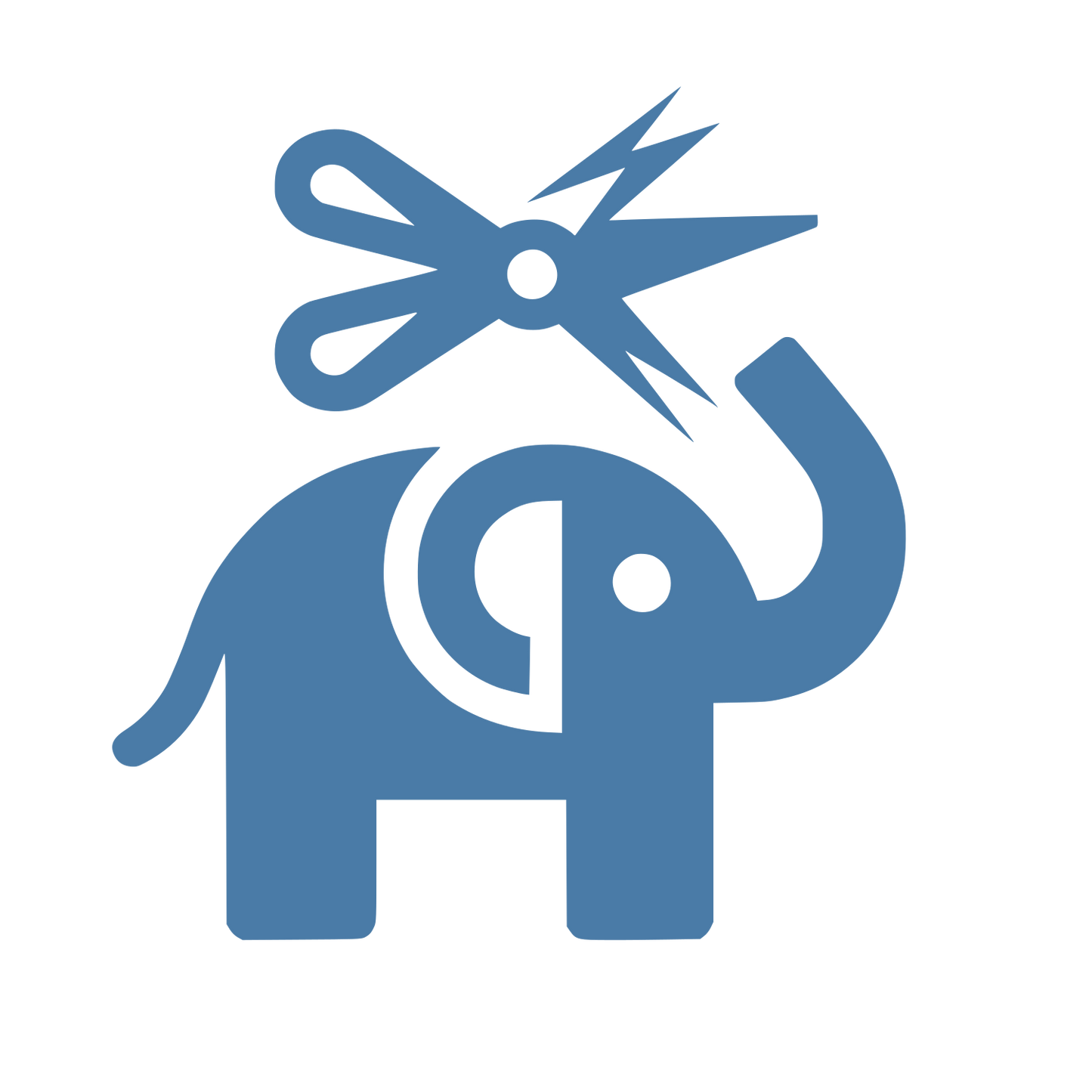 Elephant Scissors Trunk Logo #4A7BA7