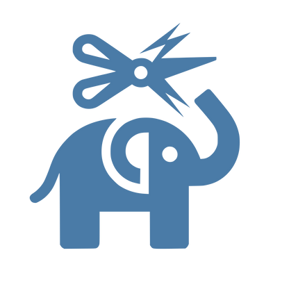 Elephant Scissors Trunk Logo #4A7BA7