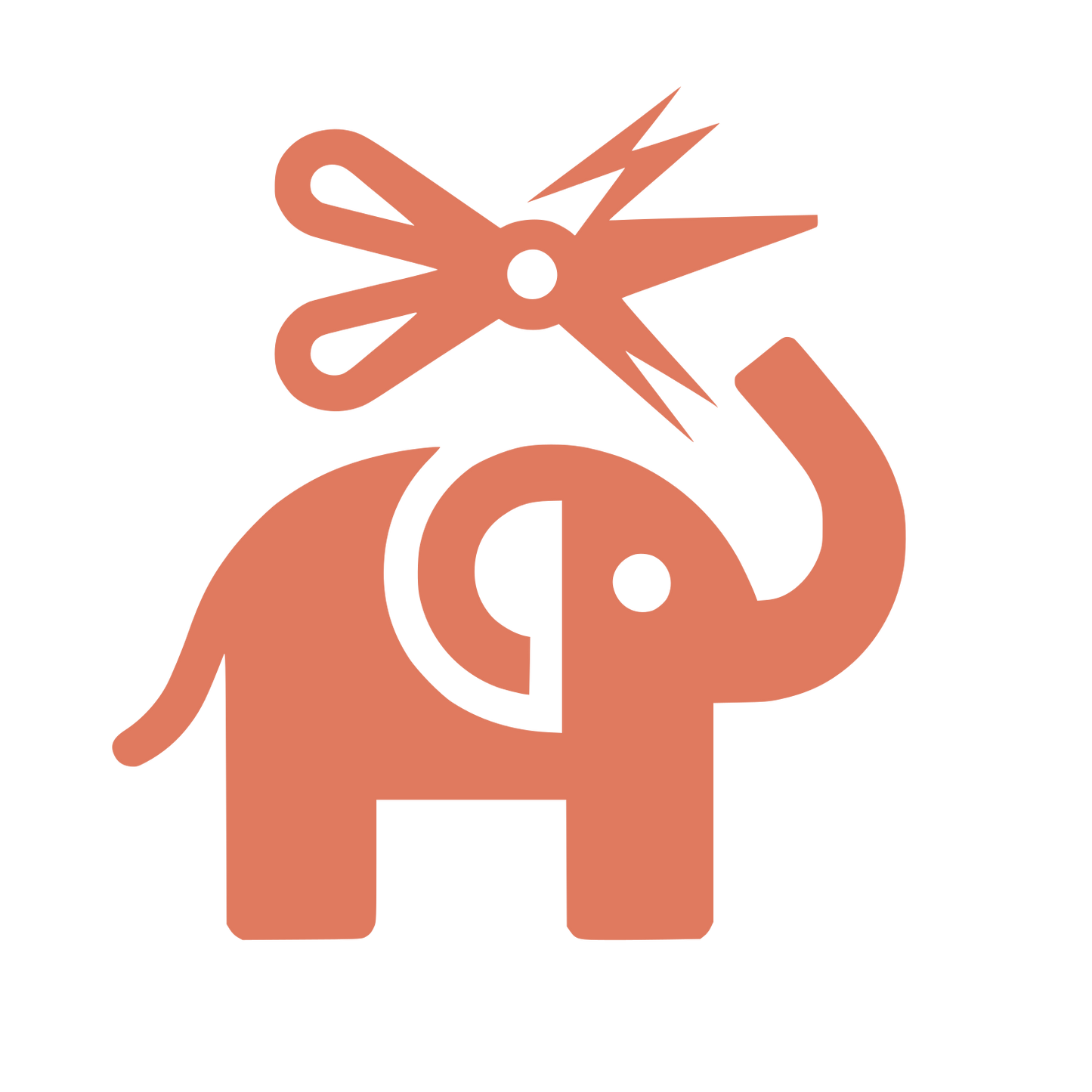 Elephant Scissors Trunk Logo #E07A5F