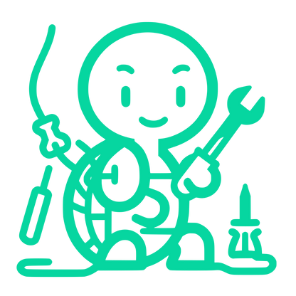 Smiling Repairman Character Logo #06D6A0