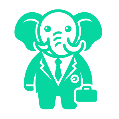 Elephant in Suit Logo #06D6A0