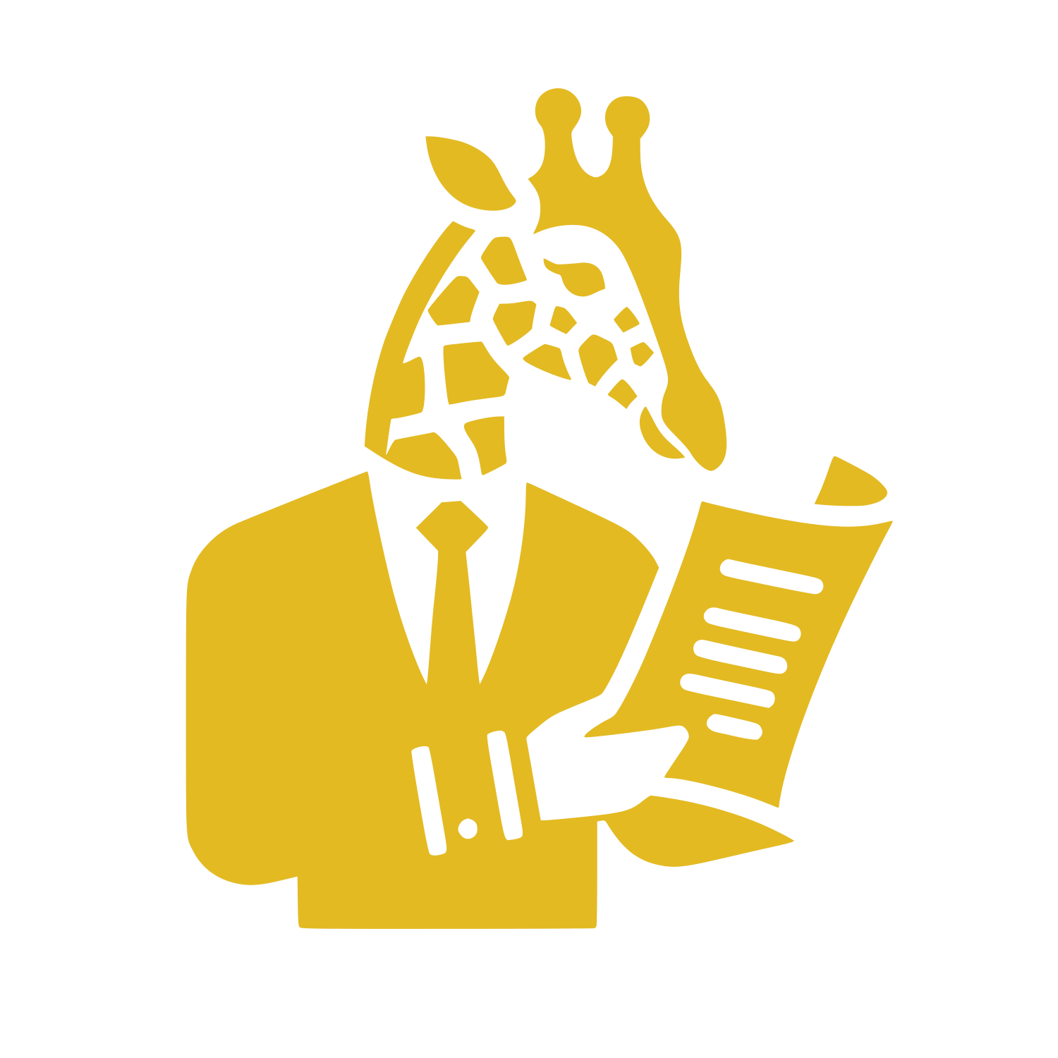 Giraffe in Suit Logo #E3BA22