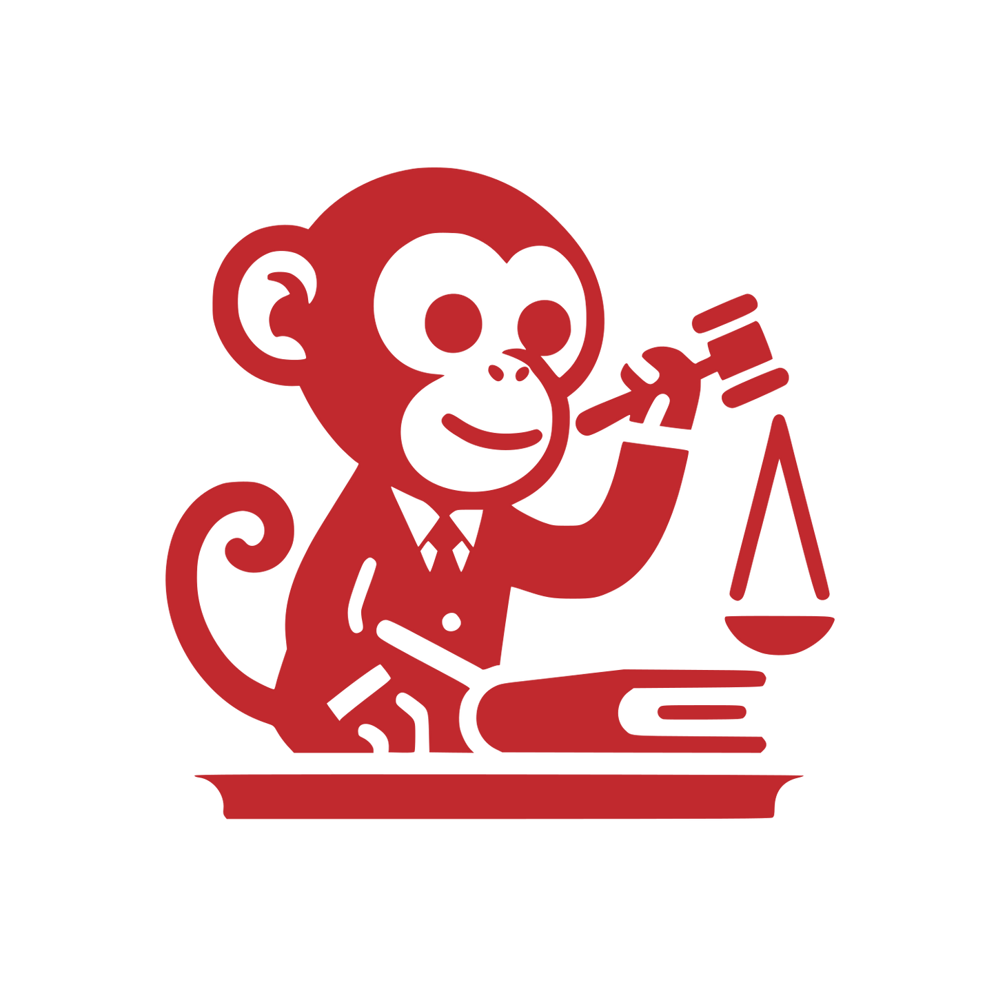 Monkey Lawyer Gavel Logo #C1292E
