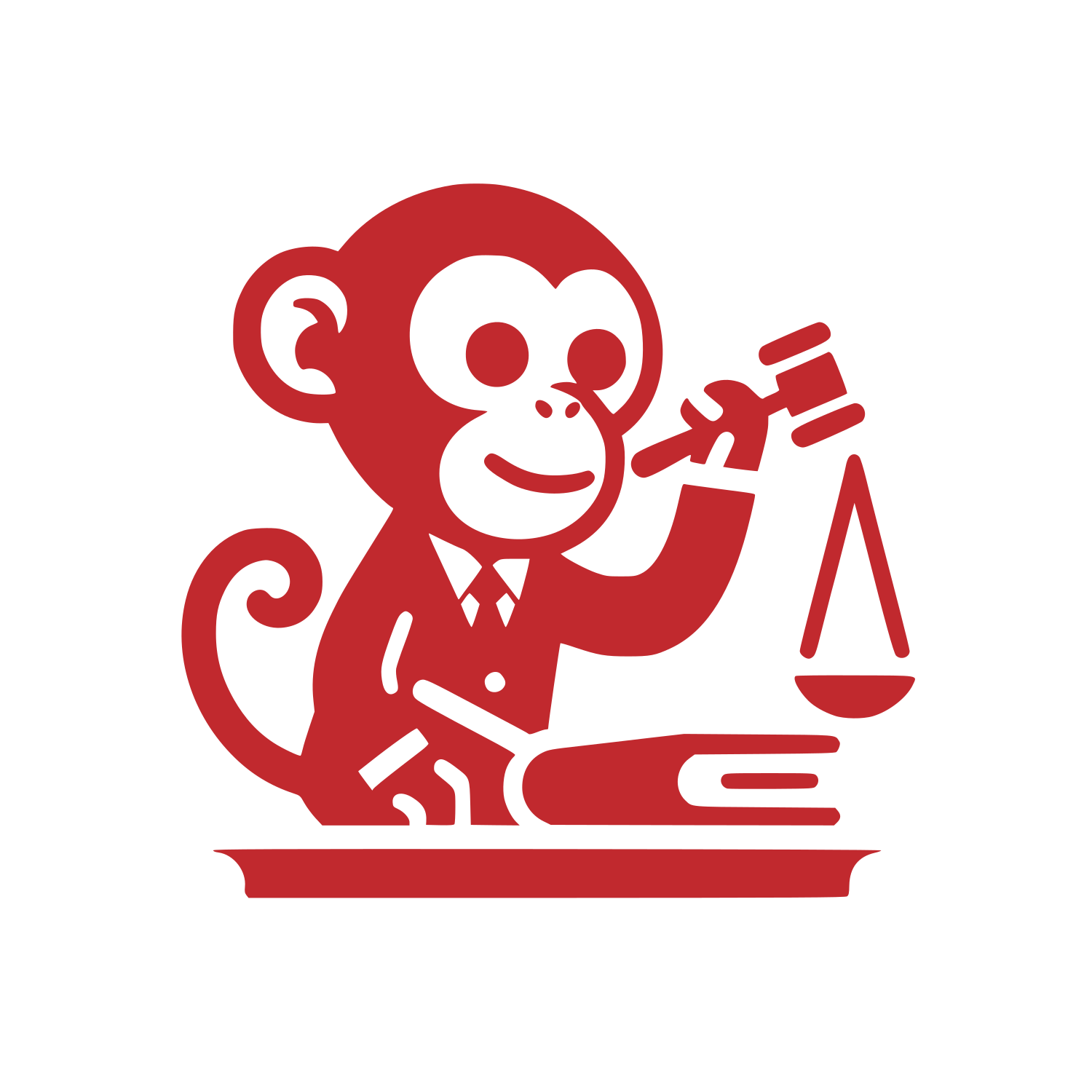Monkey Lawyer Gavel Logo #C1292E