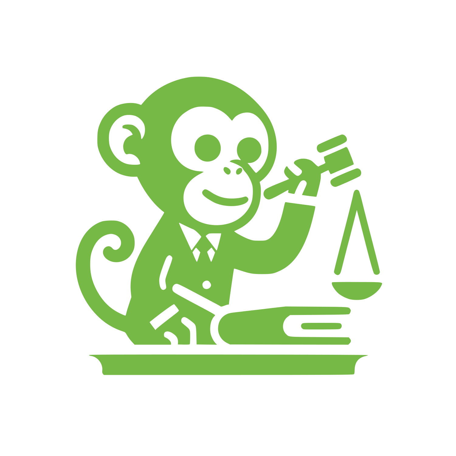 Monkey Lawyer Gavel Logo #76B947