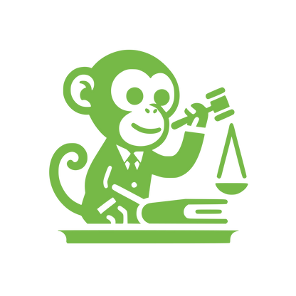 Monkey Lawyer Gavel Logo #76B947
