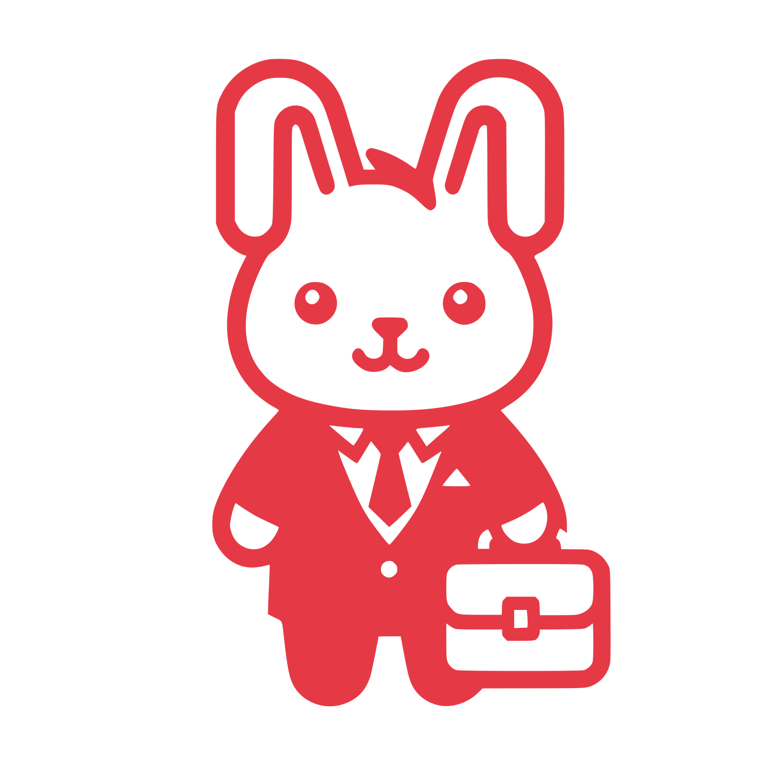 Suited Rabbit Briefcase Logo #E63946