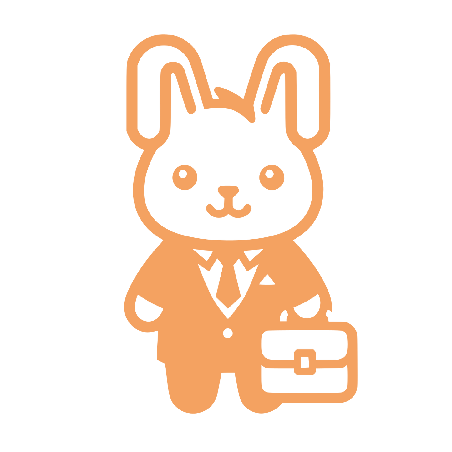 Suited Rabbit Briefcase Logo #F4A261