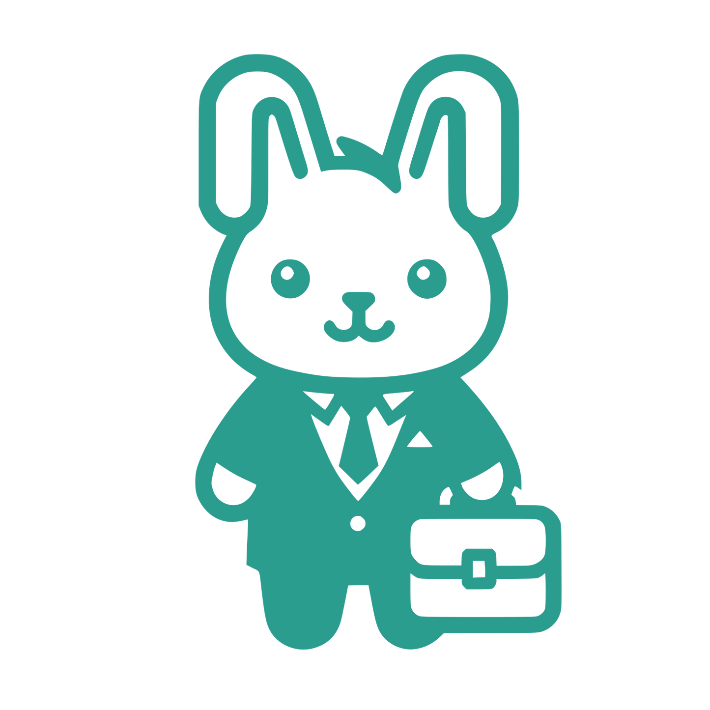 Suited Rabbit Briefcase Logo #2A9D8F