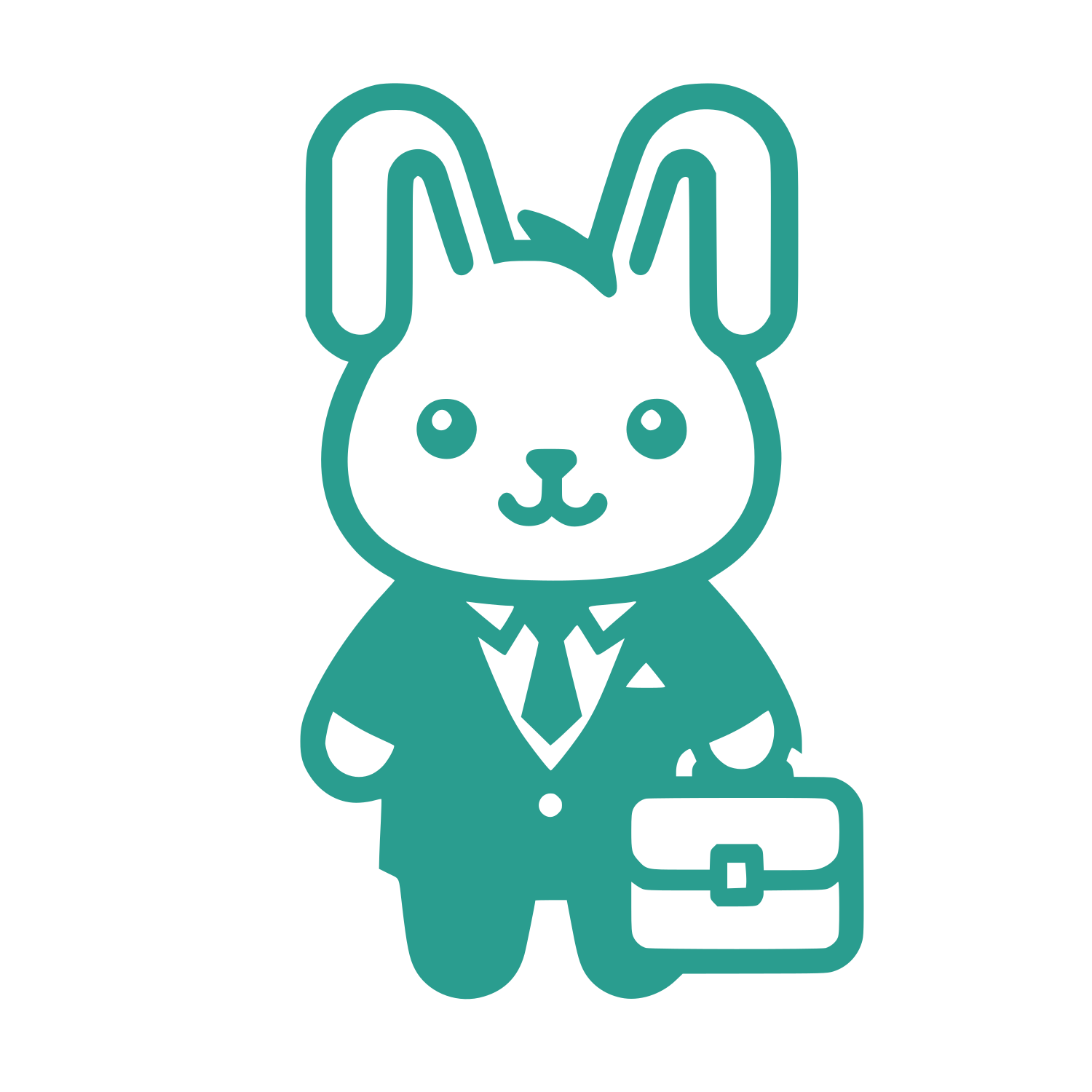 Suited Rabbit Briefcase Logo #2A9D8F
