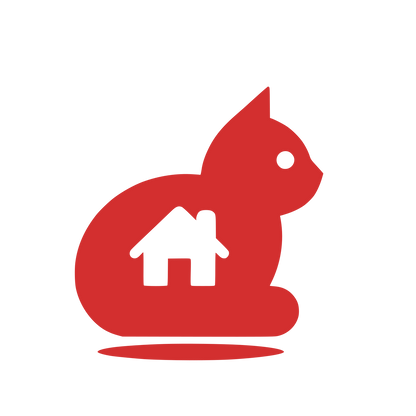 Cat House Silhouette Logo #D32F2F