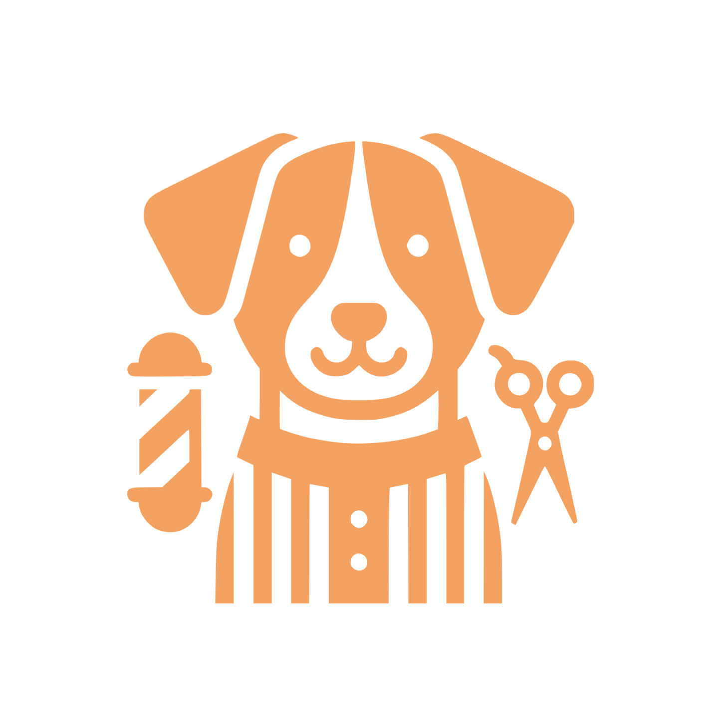 Dog Grooming Scissors Logo #F4A261