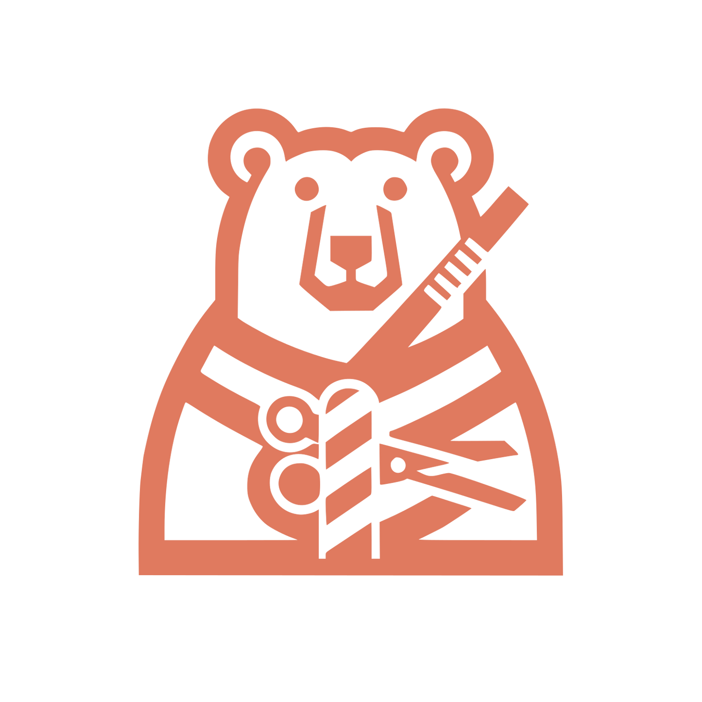 Bear with Scissors Logo #E07A5F