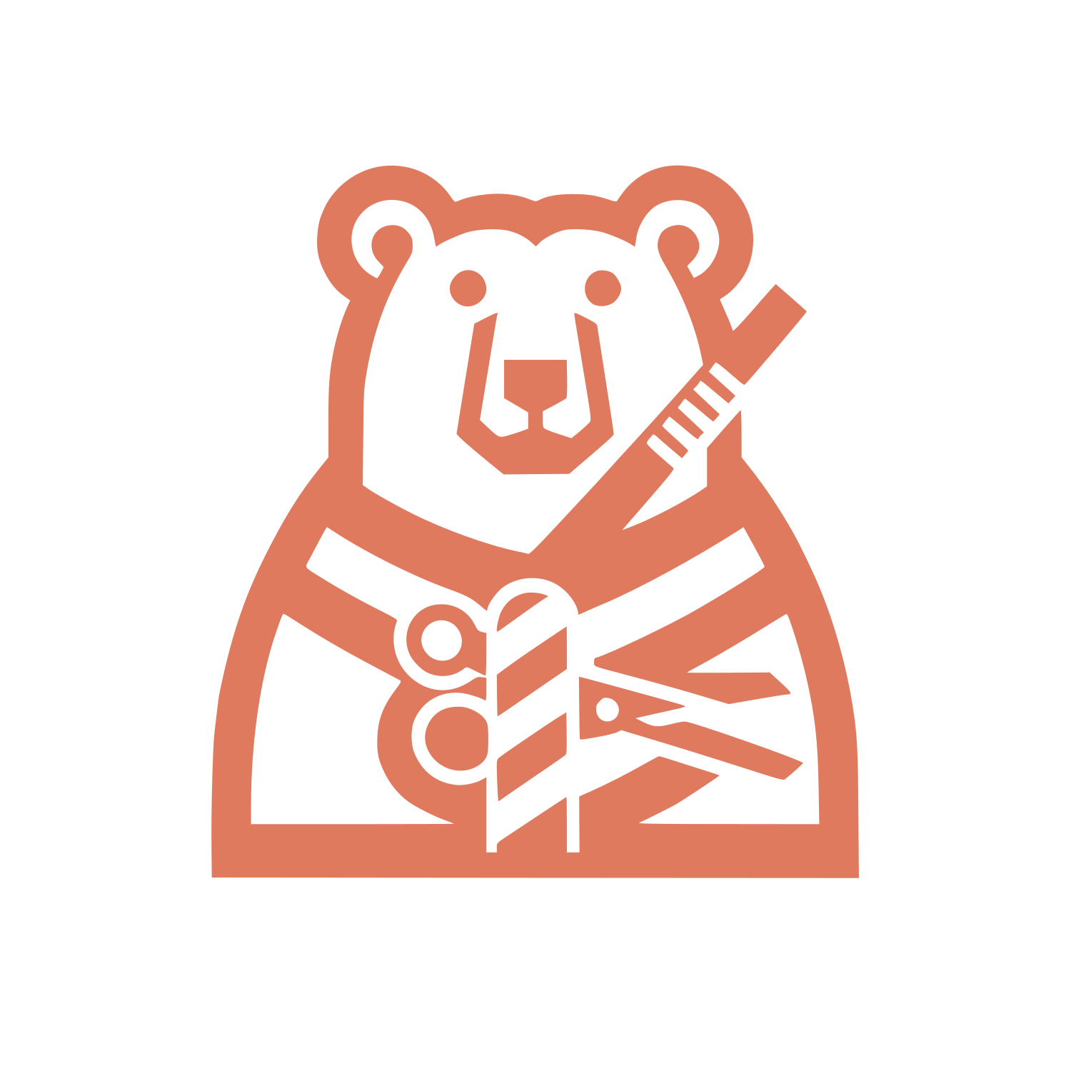 Bear with Scissors Logo #E07A5F