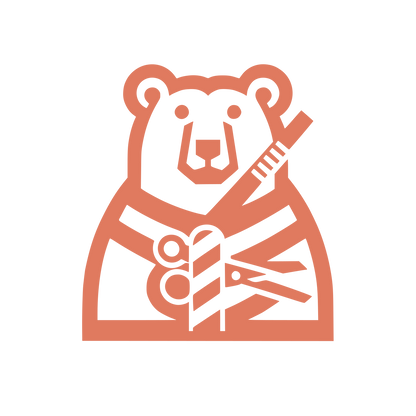 Bear with Scissors Logo #E07A5F