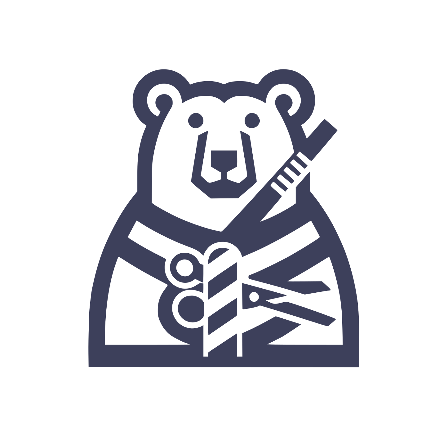 Bear with Scissors Logo #3D405B