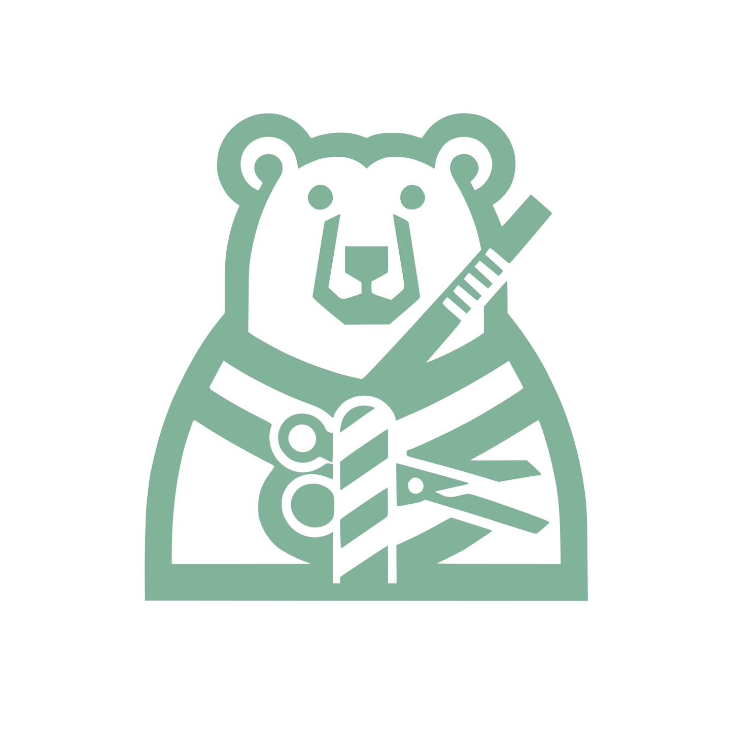 Bear with Scissors Logo #81B29A