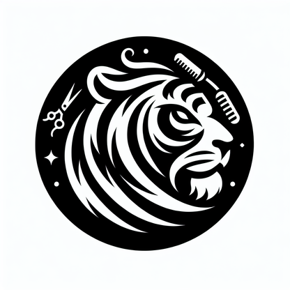 Lion Barber Scissors Logo