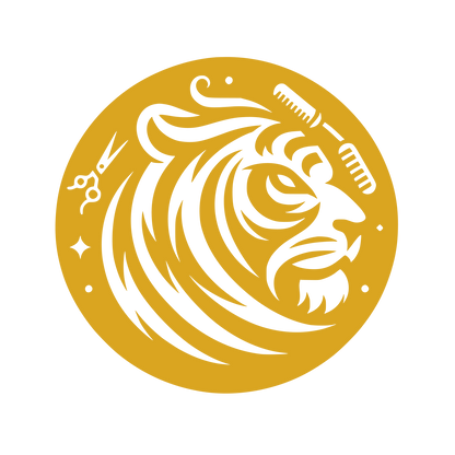 Lion Barber Scissors Logo #DAA520
