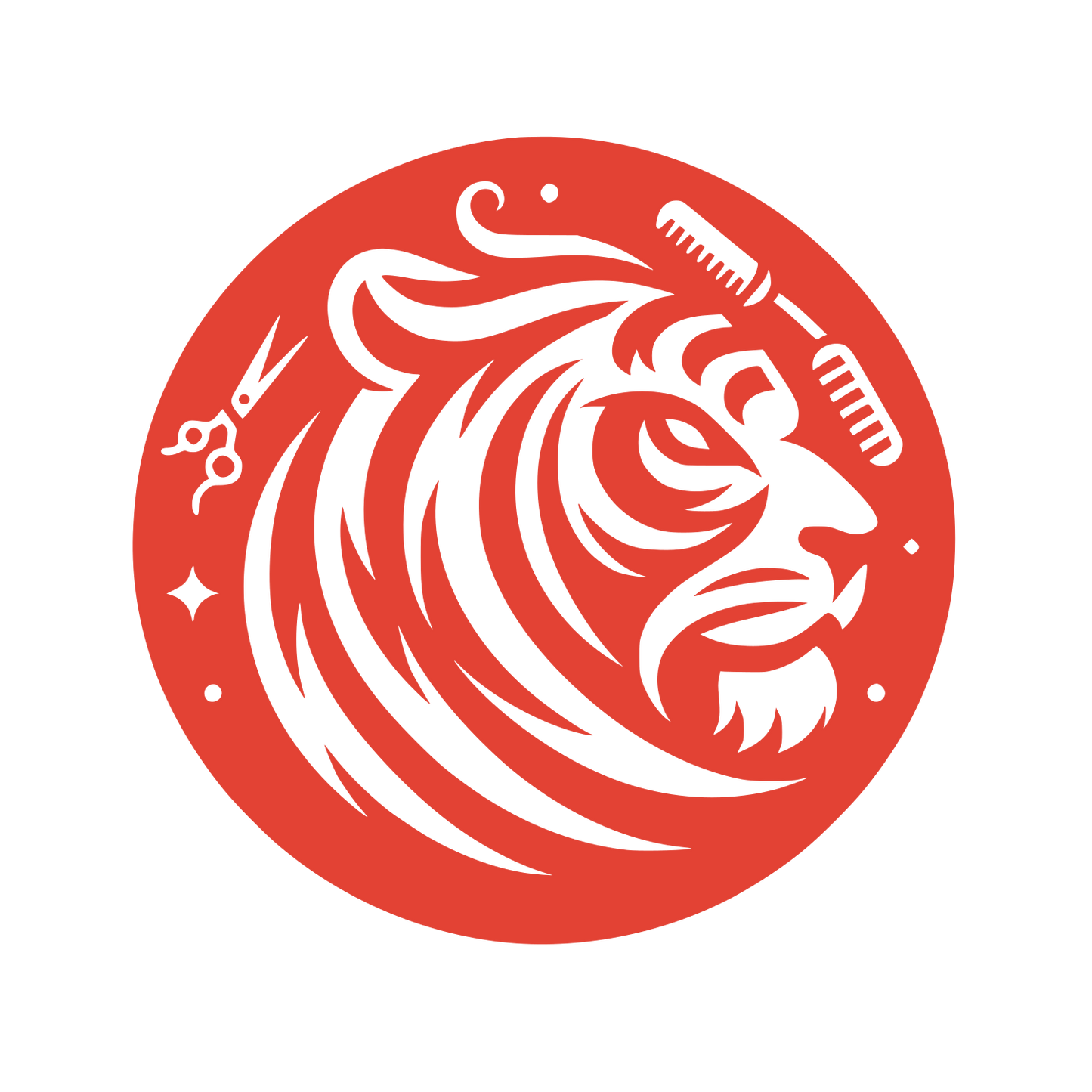 Lion Barber Scissors Logo #E34234