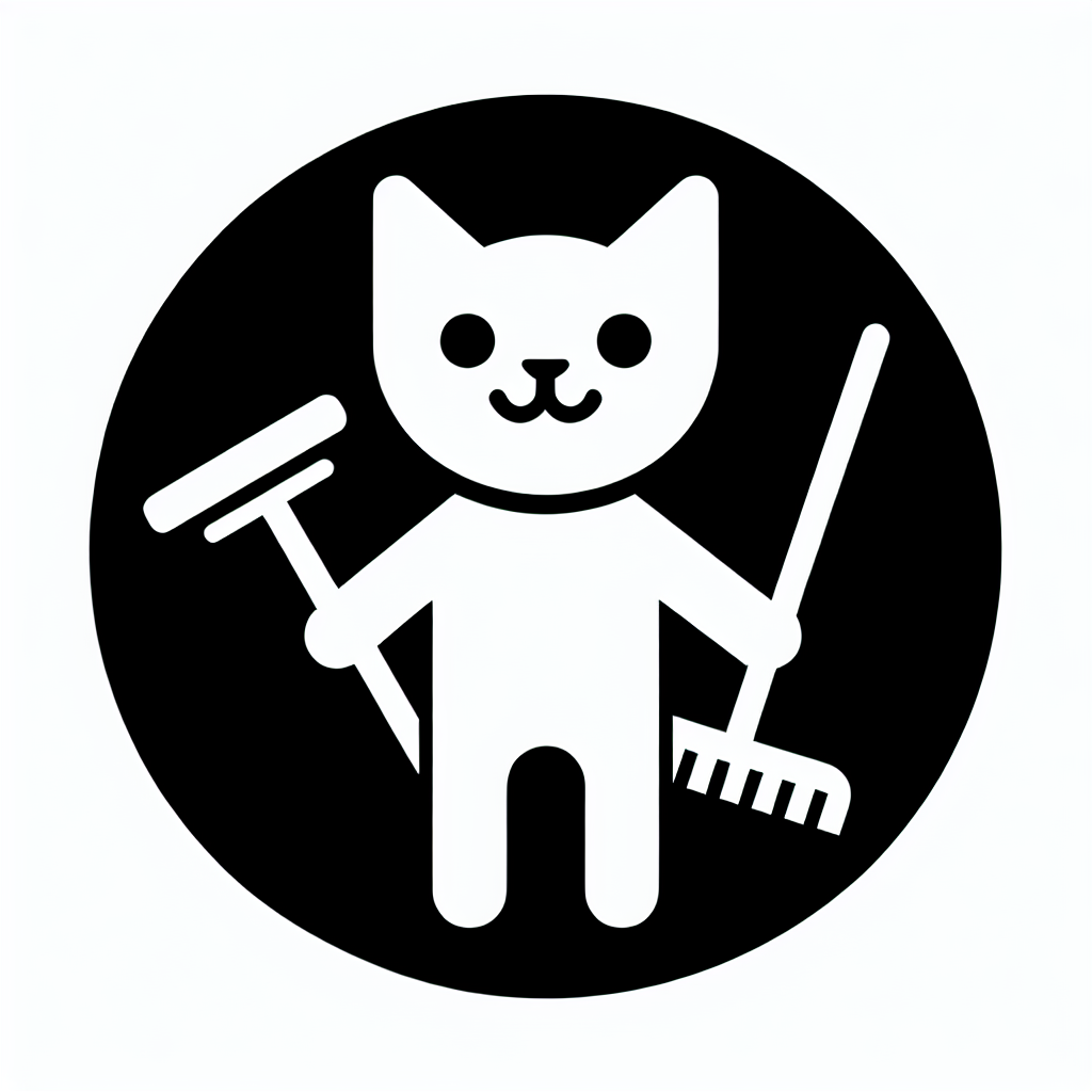 Cartoon Cat Mop Logo