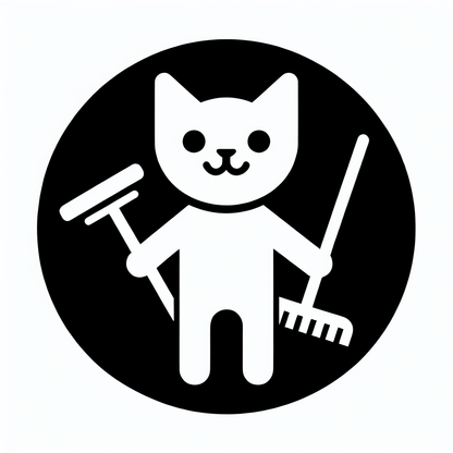 Cartoon Cat Mop Logo